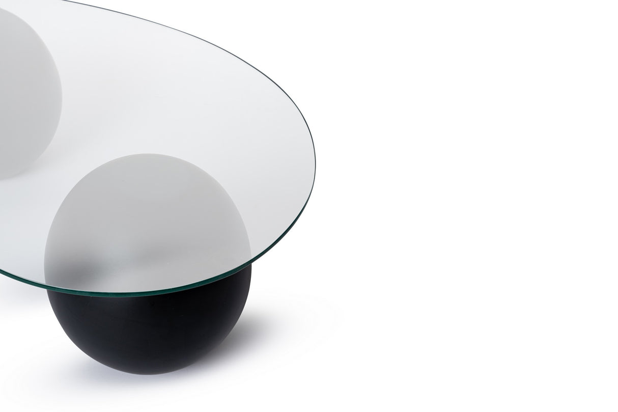 Coffee Table Kidney Shape Organic - Glass - Black Frame 120x70 cm