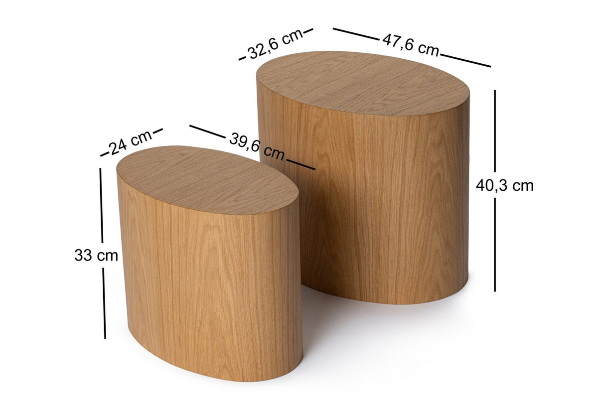 Coffee Table Set of 2 Ileps Oak Wood Look - 34x40 / 25x33 cm