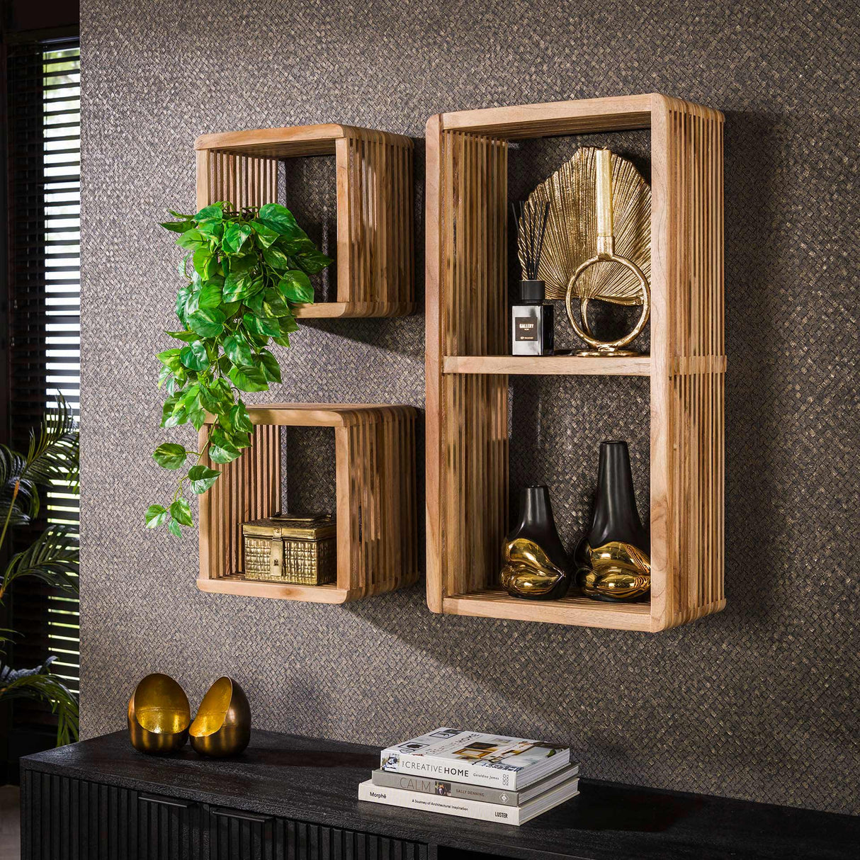 Wall shelf set of 3 Raoul Teak Wood