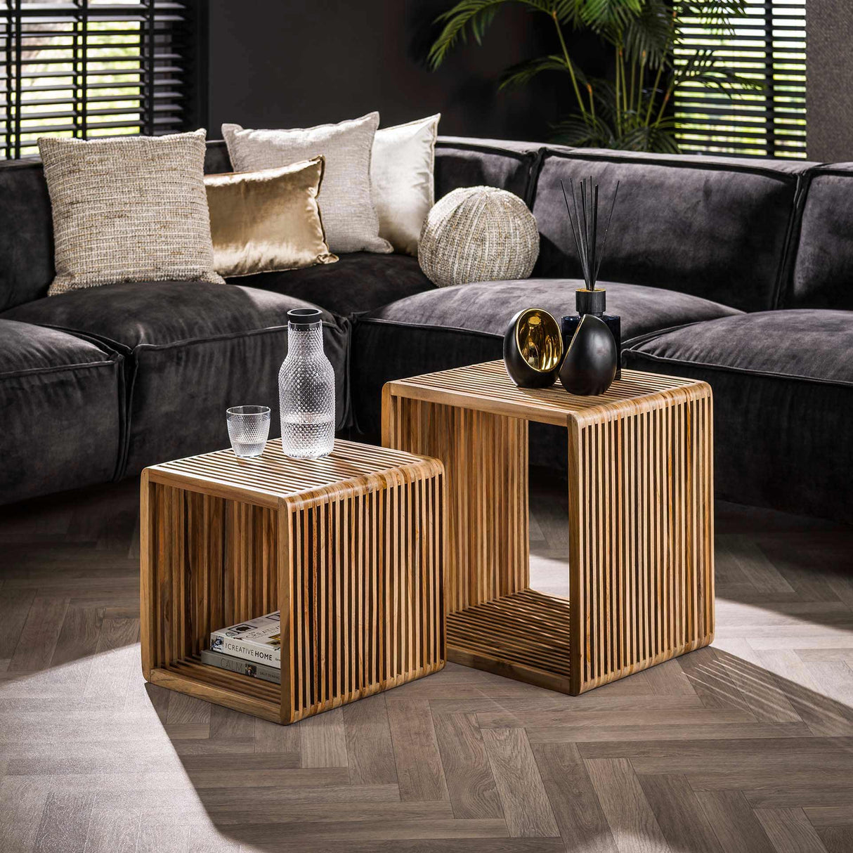 Square Coffee Table Set of 2 Raoul Teak Wood