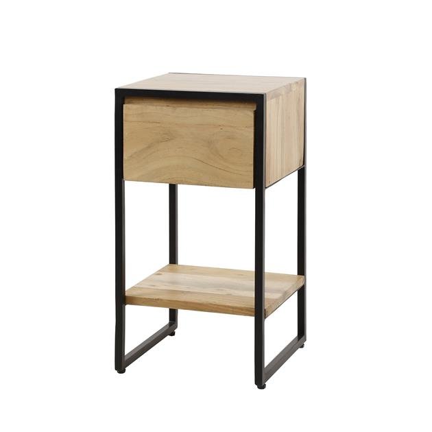 XS Nightstand Milo Acacia Wood Metal 1 Drawer