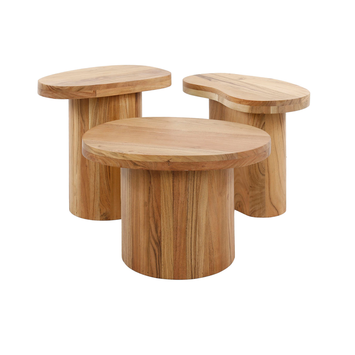 Round coffee table set of 3 Adam Robust Acacia Wood