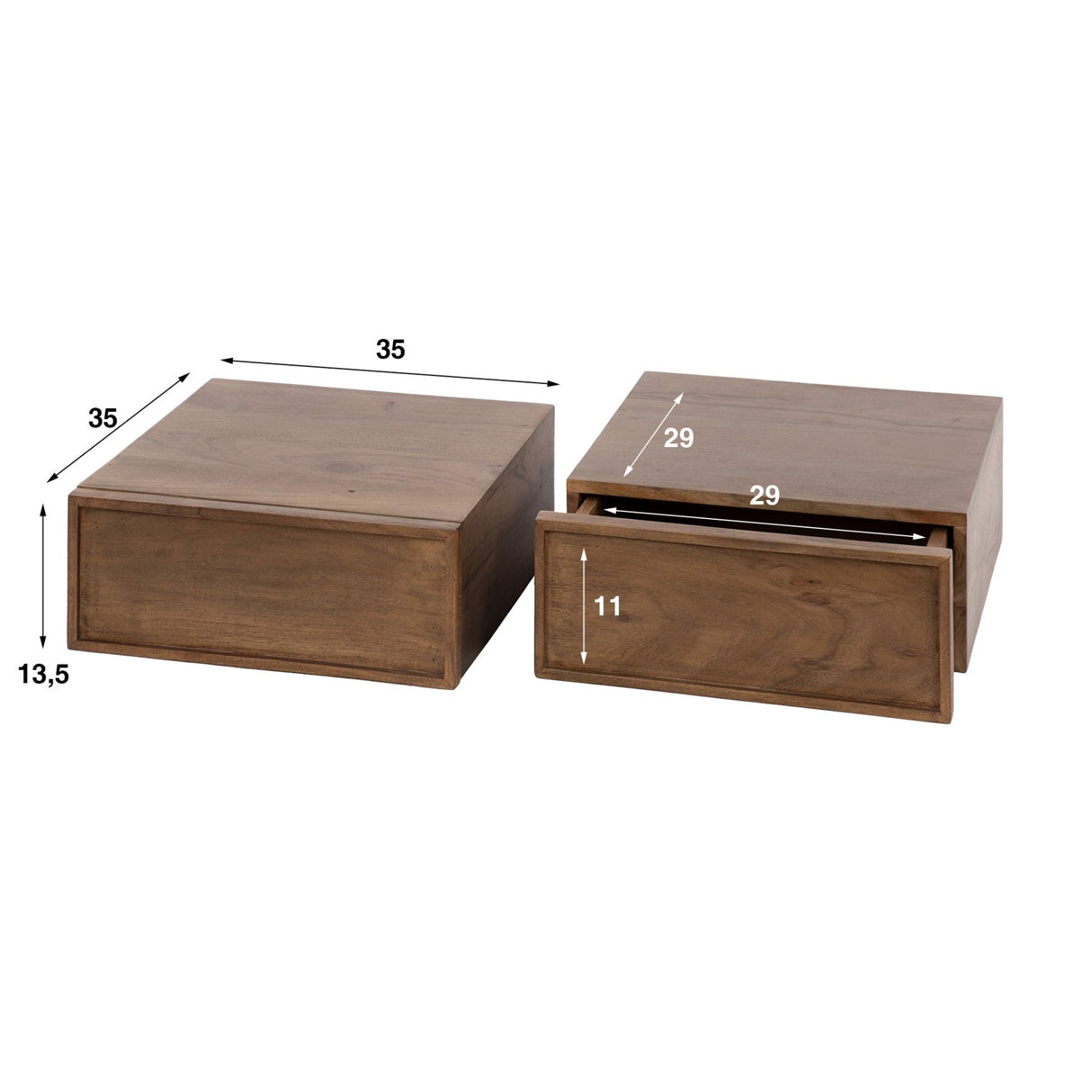 Floating bedside table acacia drift brown industrial