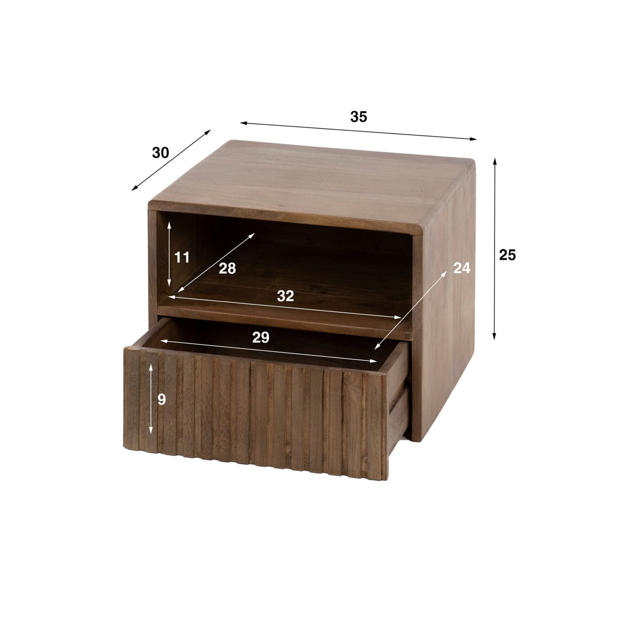 Floating Nightstand Acacia Drift Brown – 1 Drawer