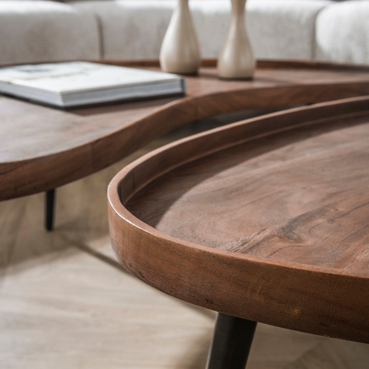 Coffee table set Kira – Organic Acacia Wood Brown (Set of 2)