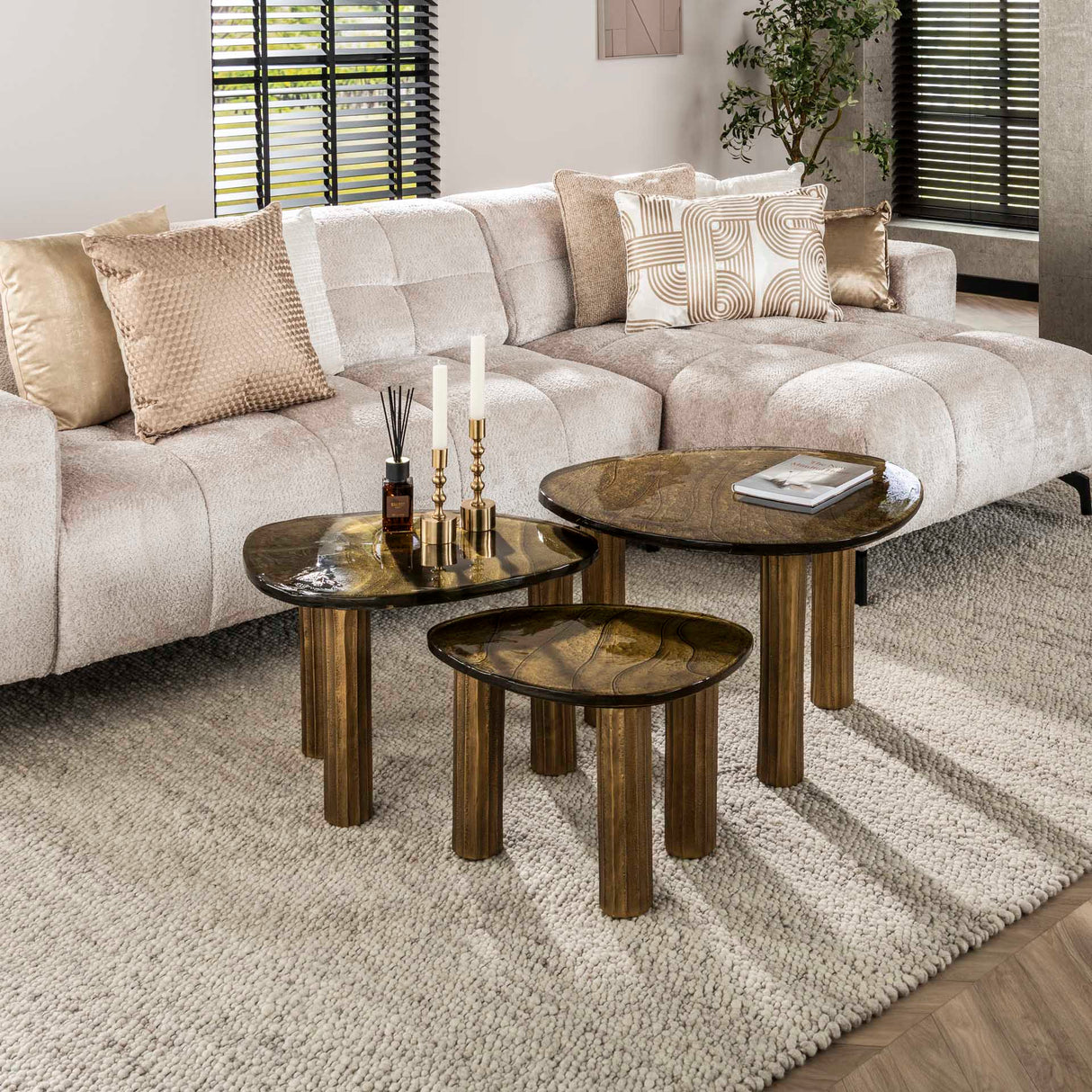 Coffee Table Nova S - Antique Gold 51x37 cm