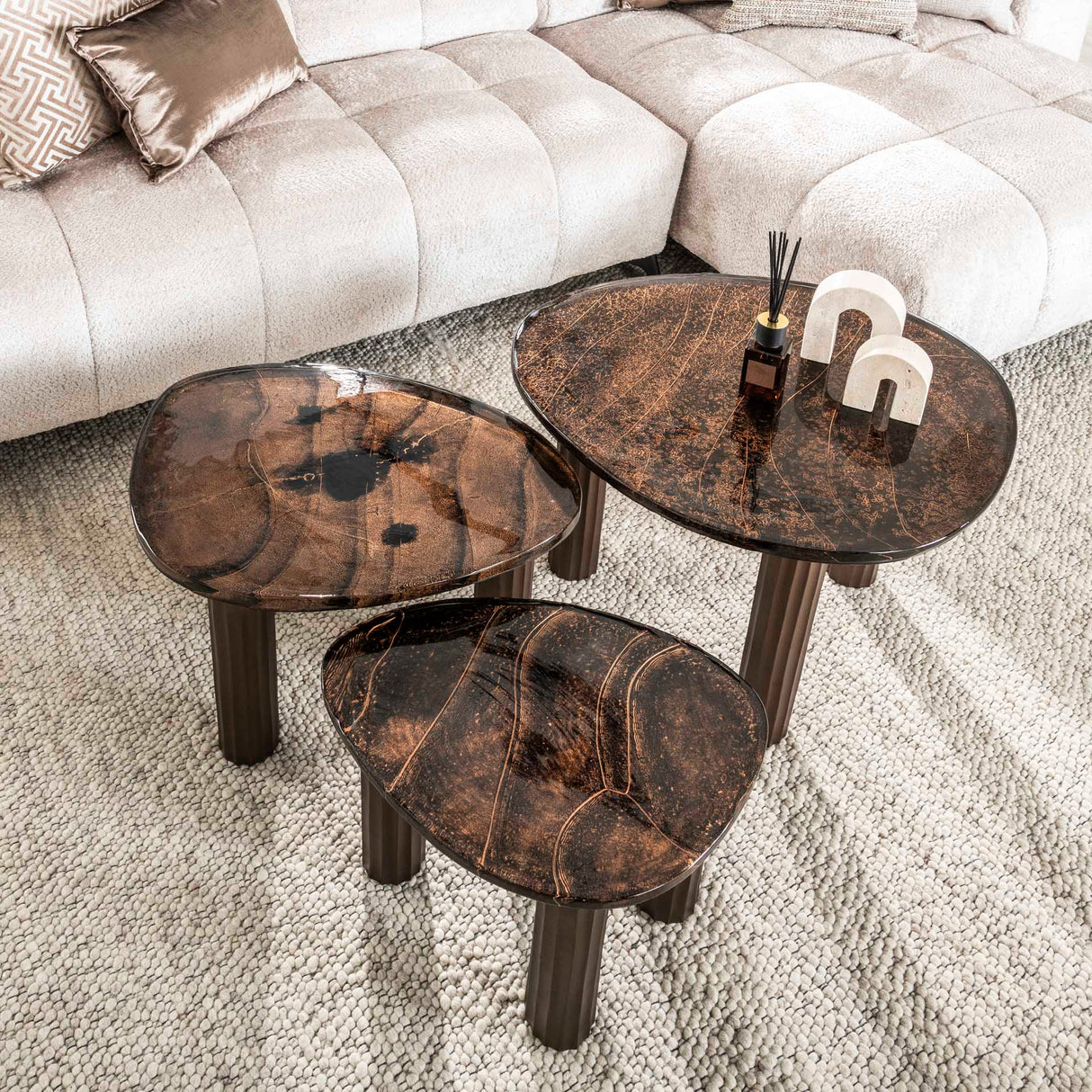 Coffee table Aura M antique copper 62x45 cm