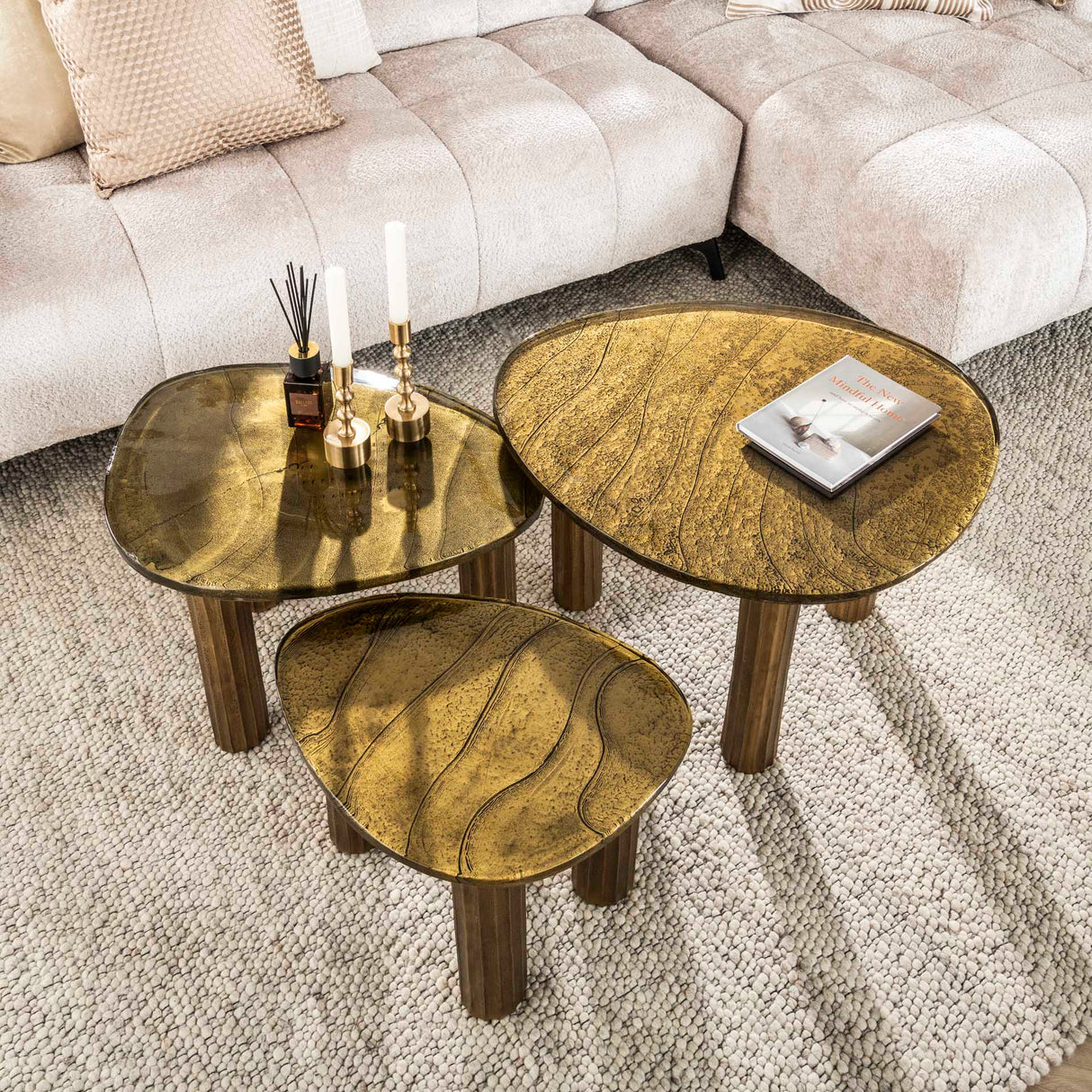 Coffee Table Luna Antique Gold 62x45x40 cm