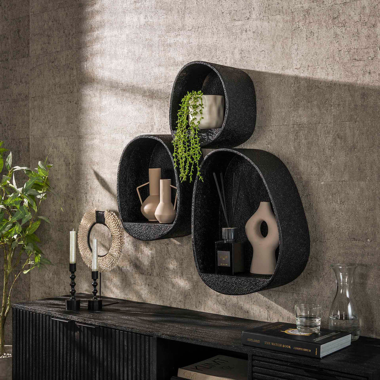 Set of 3 Metallic Drop Gray Wall Decorations