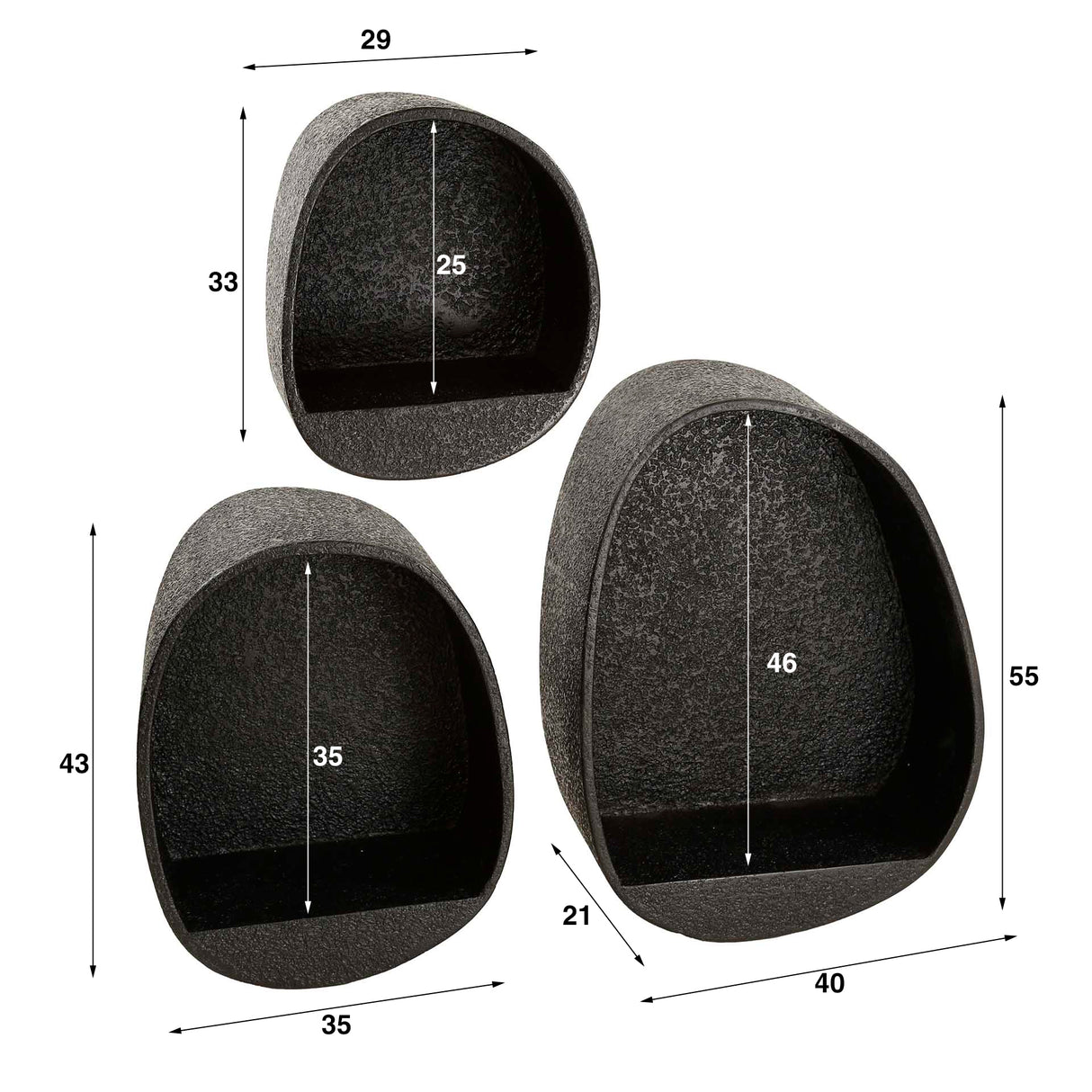 Set of 3 Metallic Drop Gray Wall Decorations