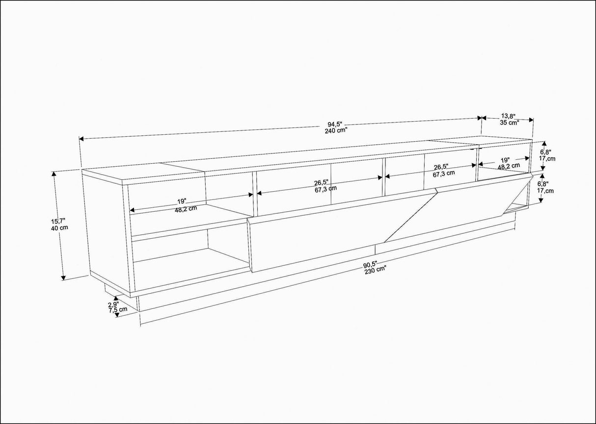 TV furniture Rhodes Anthracite Melamine 240x47.4x37.1 cm