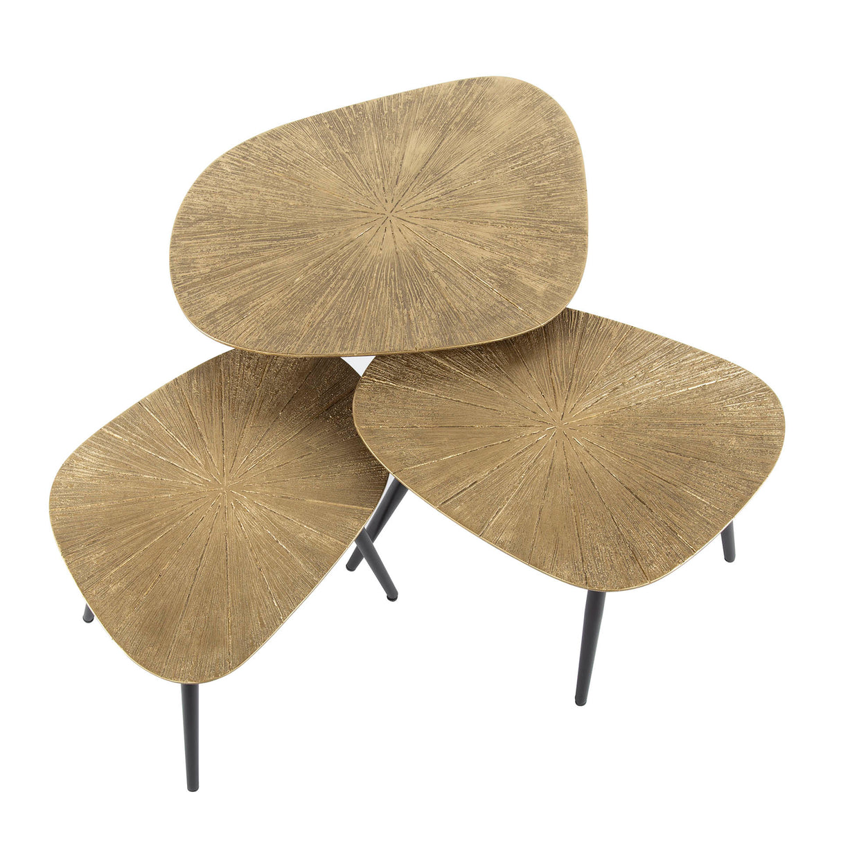 Arno Metal square coffee table set of 3 antique gold