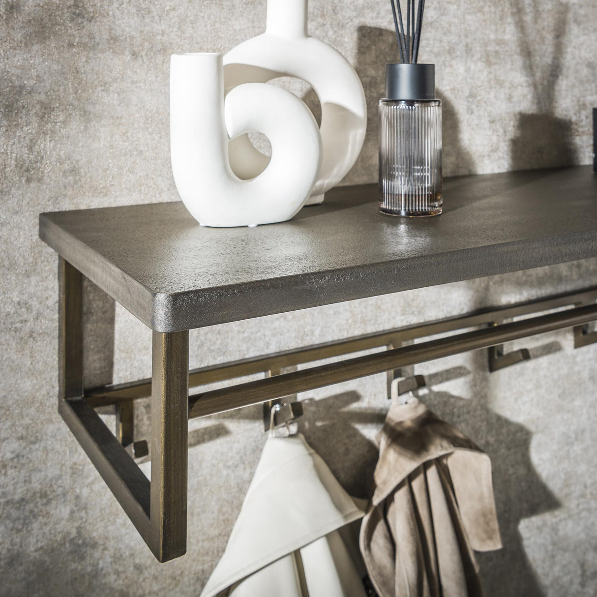 Coat rack Ferre 6-hooks - With Hat Shelf - Metal Antique Bronze