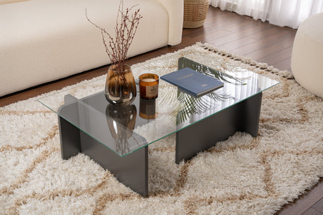 Coffee Table Glass Anthracite Opal 105x65 cm