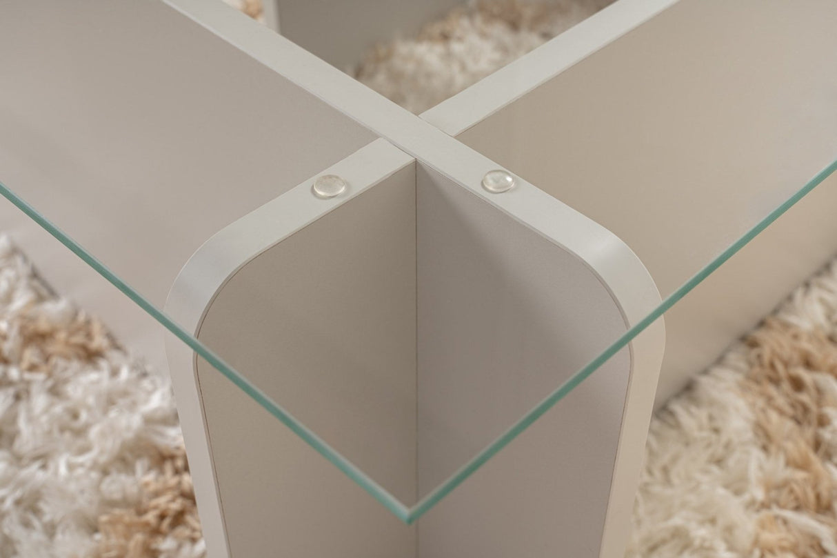 Coffee Table Grey Melamine Glass Opal 105x65x30 cm