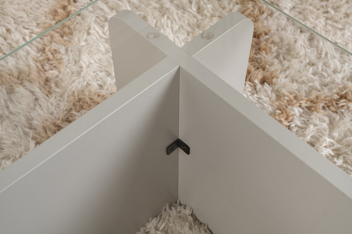 Coffee Table Grey Melamine Glass Opal 105x65x30 cm