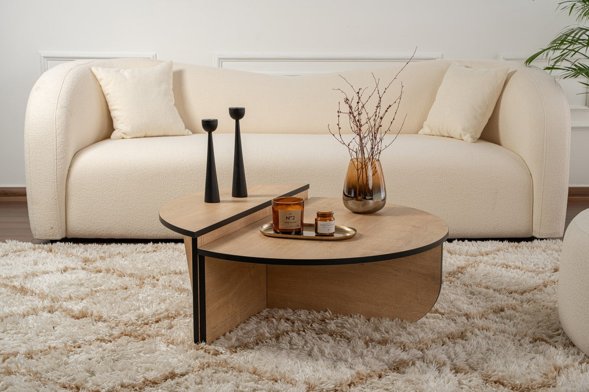 Round Coffee Table 85 cm Natural Oak Look Melamine Orin