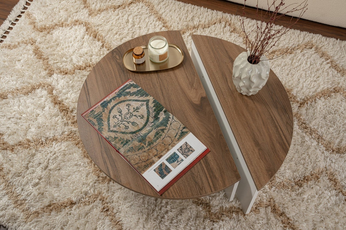 Orion coffee table Walnut and White 90x60 cm Walnut White Melamine