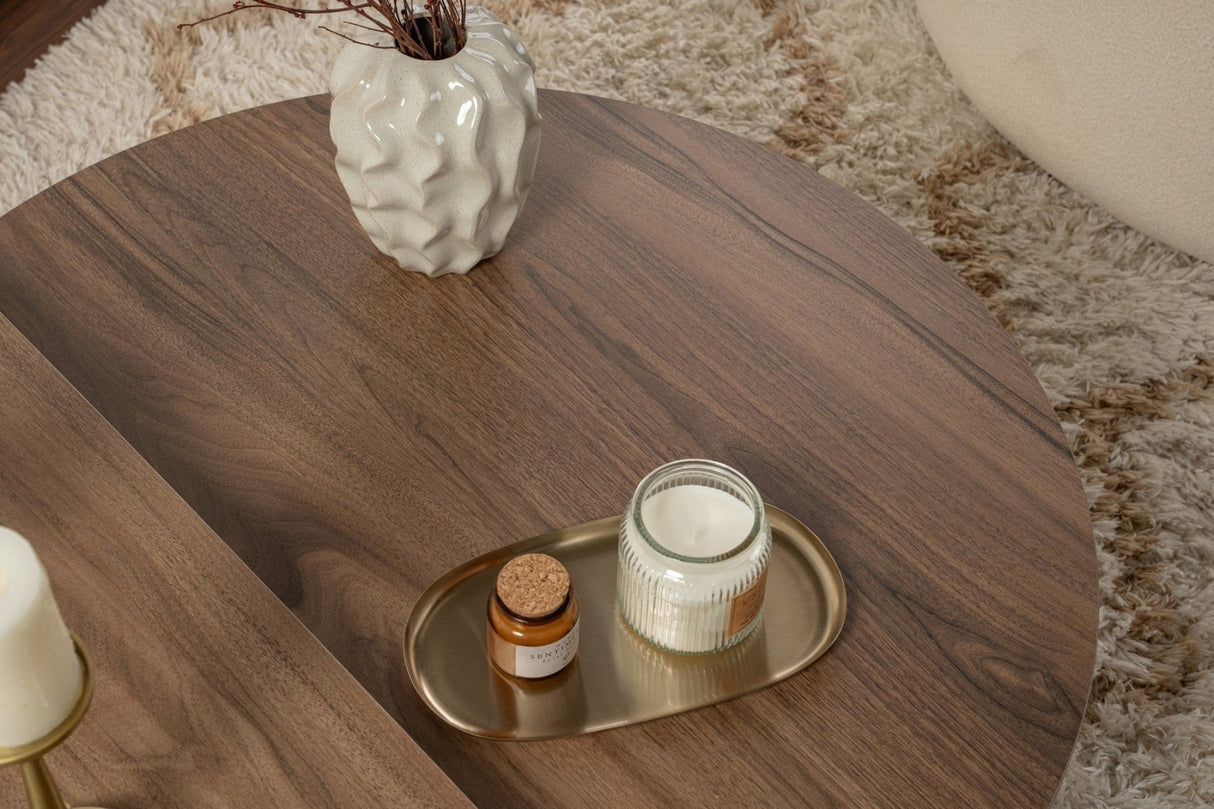 Orion coffee table Walnut and White 90x60 cm Walnut White Melamine