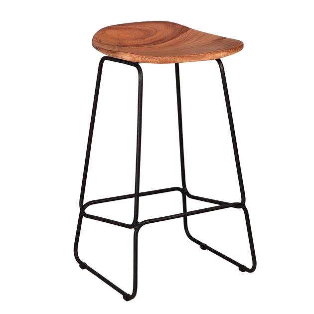 Set of 4 Industrial Bar Stools Acacia Wood Elly - Seat Height 71 cm - Without Backrest