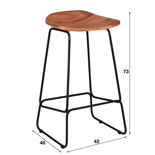Set of 4 Industrial Bar Stools Acacia Wood Elly - Seat Height 71 cm - Without Backrest