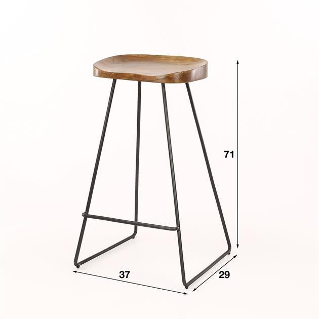 Set of 4 Bar Stools Lenn Acacia Wood - Seat Height 71 cm - Without Backrest