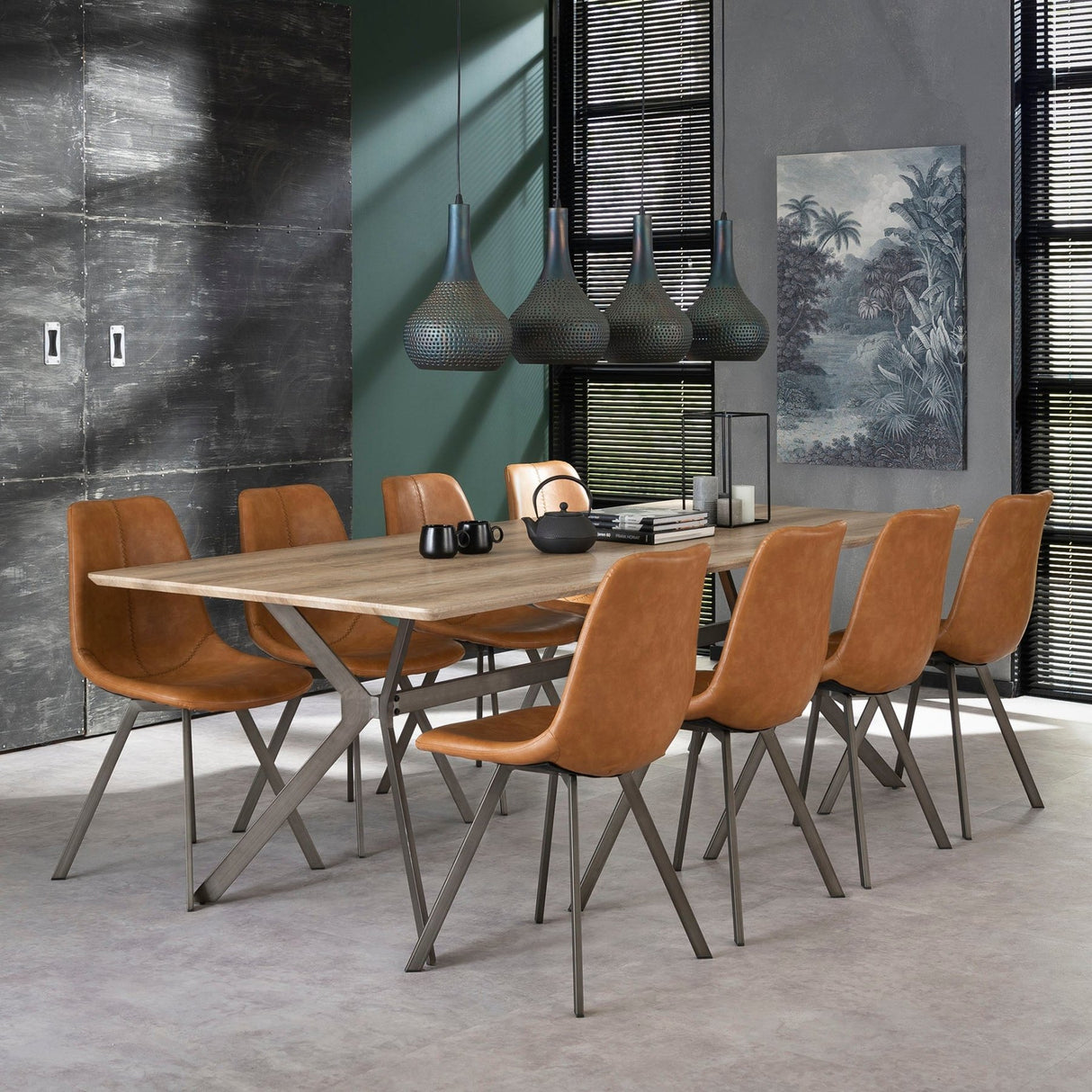 Set of 4 Dining Chairs Siena Saddle PU brown