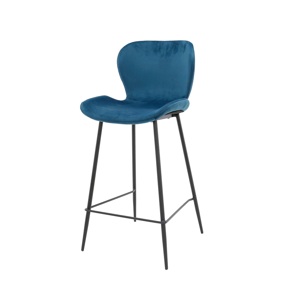 Modern Velvet Blue Bar Stool Without Armrests Argo