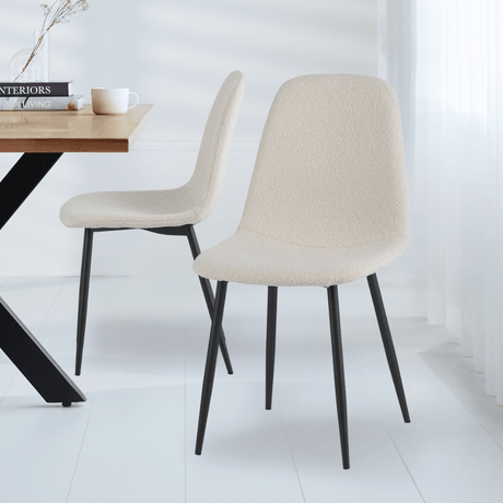 Set of 4 Scandinavian Dining Chairs Cream Boucle Fabric Swift - Without Armrests