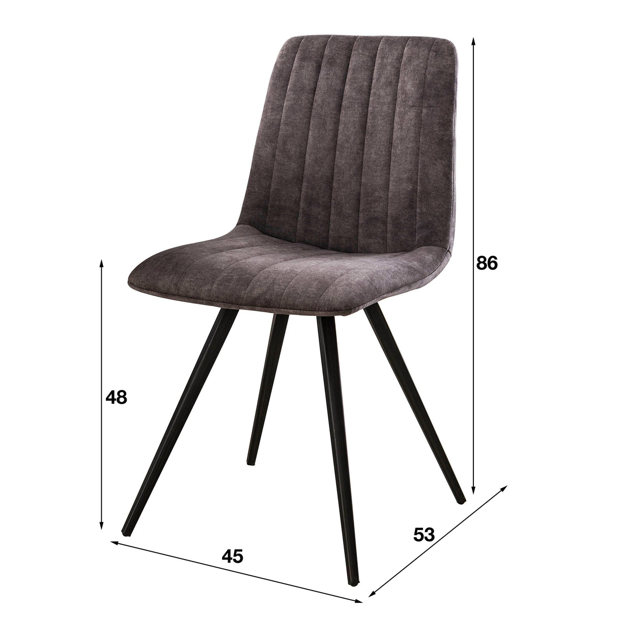 Set of 4 Dining Chairs Sadie Velvet Grey - Without Armrests