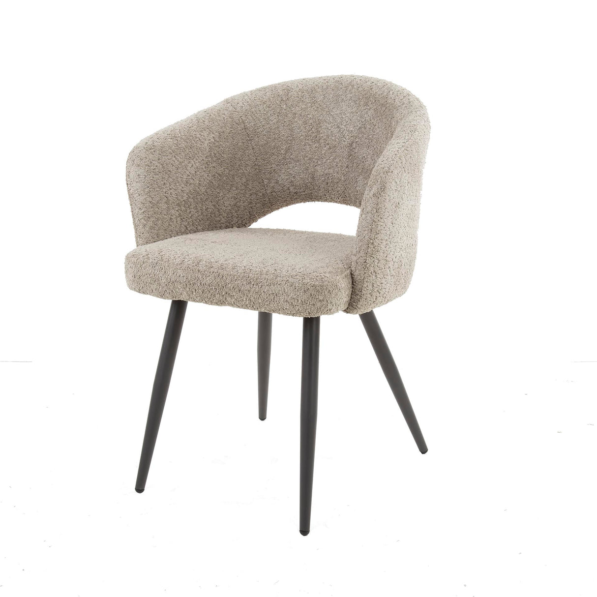 Modern Dining Chair Sand Cargo Bouclé Fabric