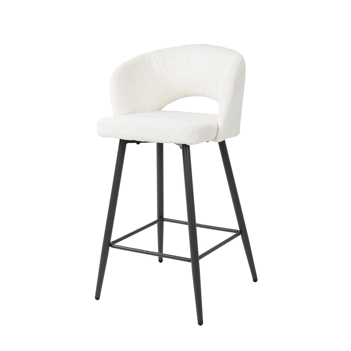 Modern White Alba Bouclé Fabric Bar Stool