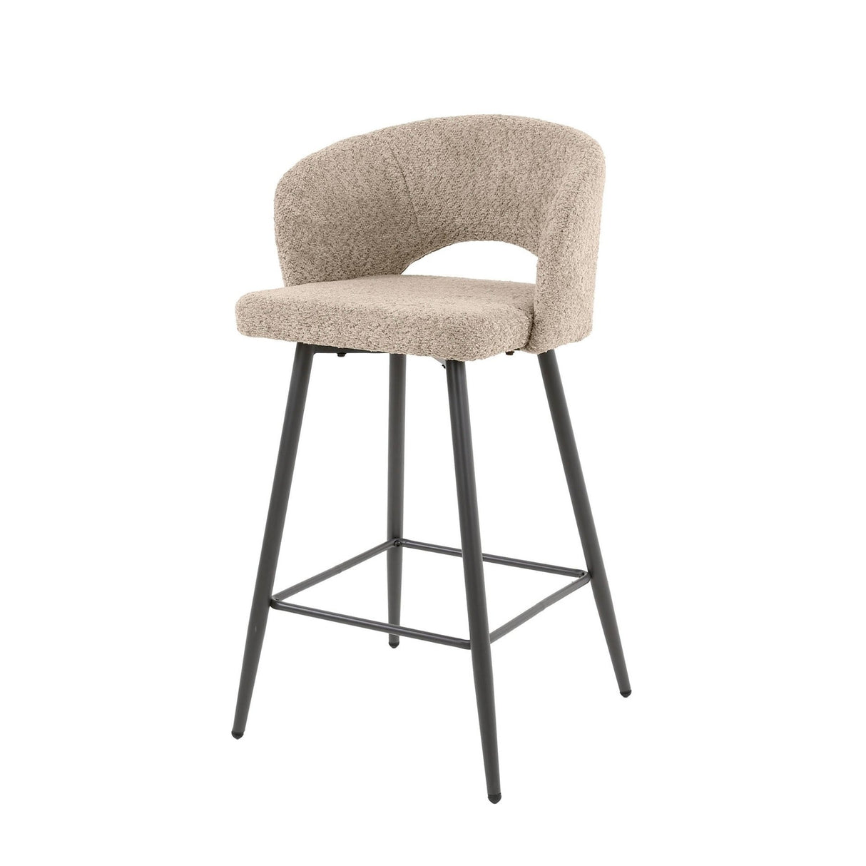 Modern Sand Alba Bouclé Fabric Bar Stool
