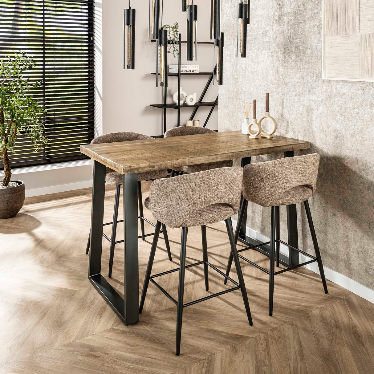 Modern Sand Alba Tissee Cargo Fabric Bar Stool