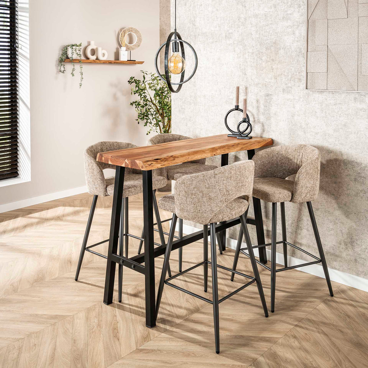 Modern Sand Alba Tissee Cargo Fabric Bar Stool