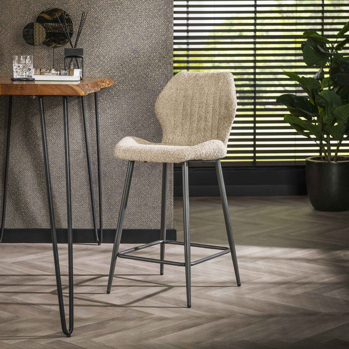 Set of 2 Mira Bouclé Sand Bar Stools
