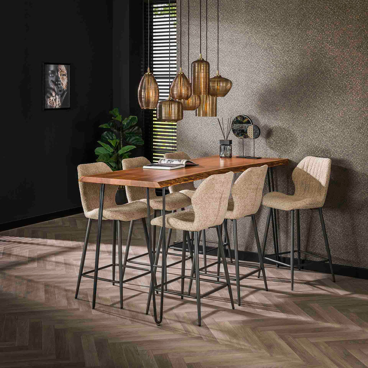 Set of 2 Mira Bouclé Sand Bar Stools