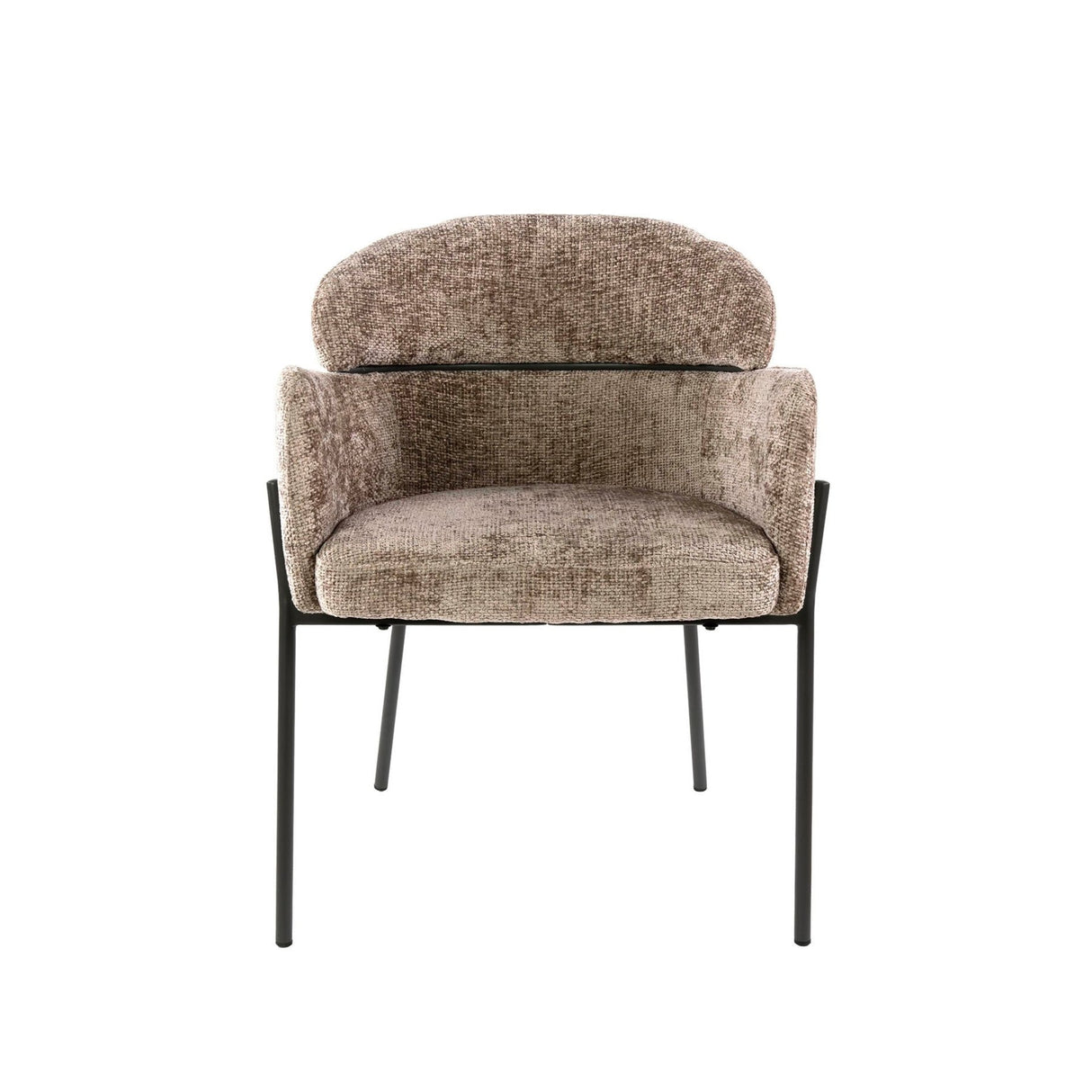 Dining chair Lola Bouclé fabric Champagne with round back and arm