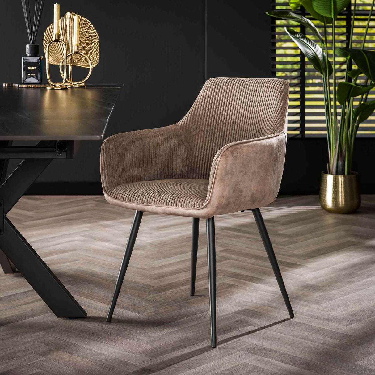 Dining chair Rivo Rib Rock Sand Rib fabric Seat