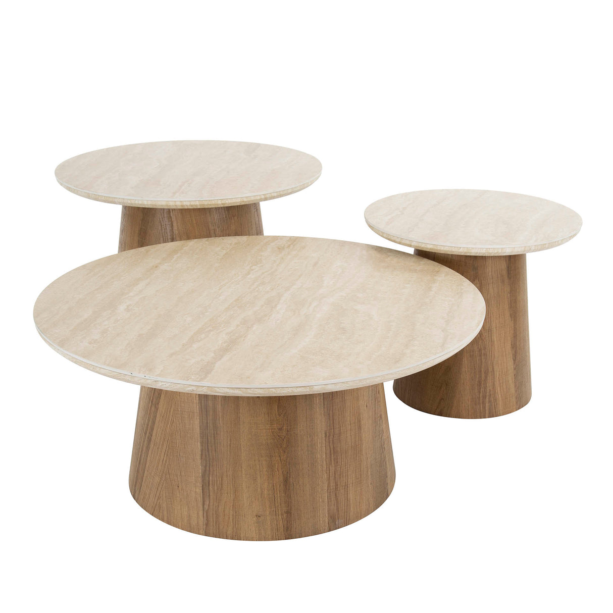 Trio Ø80 Coffee Table Set Ceramic Travertine