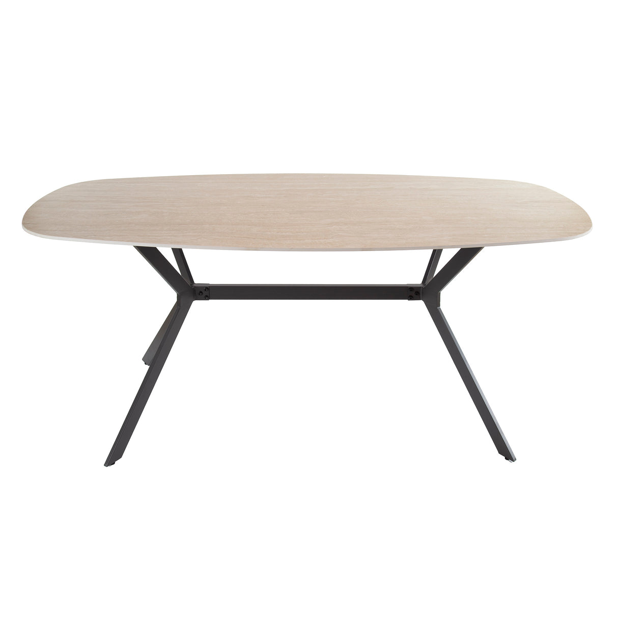 Dining Table Vesta Danish Oval Ceramic Travertine Look 180 cm
