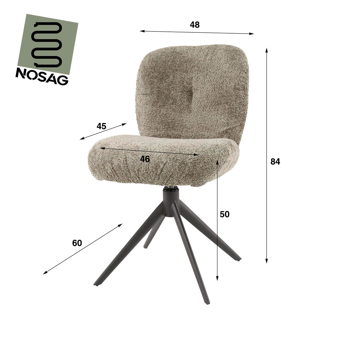 Set of 2 dining chairs Lirio Bouclé taupe swivel