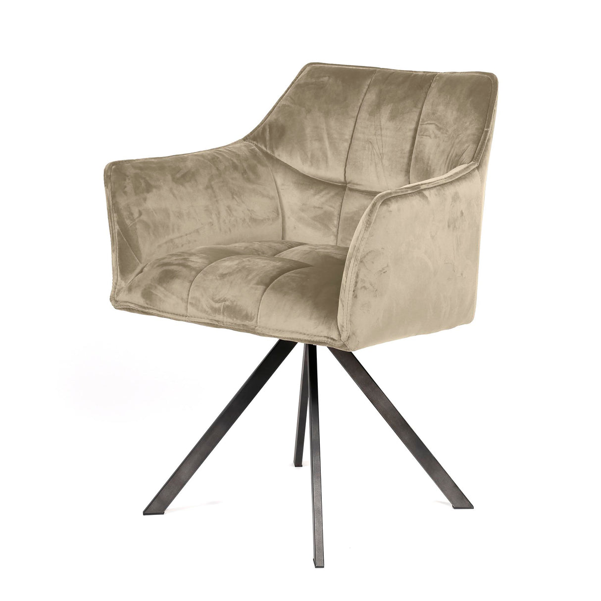 Set of 2 Dining Chairs Lino Velvet Champagne Swivel