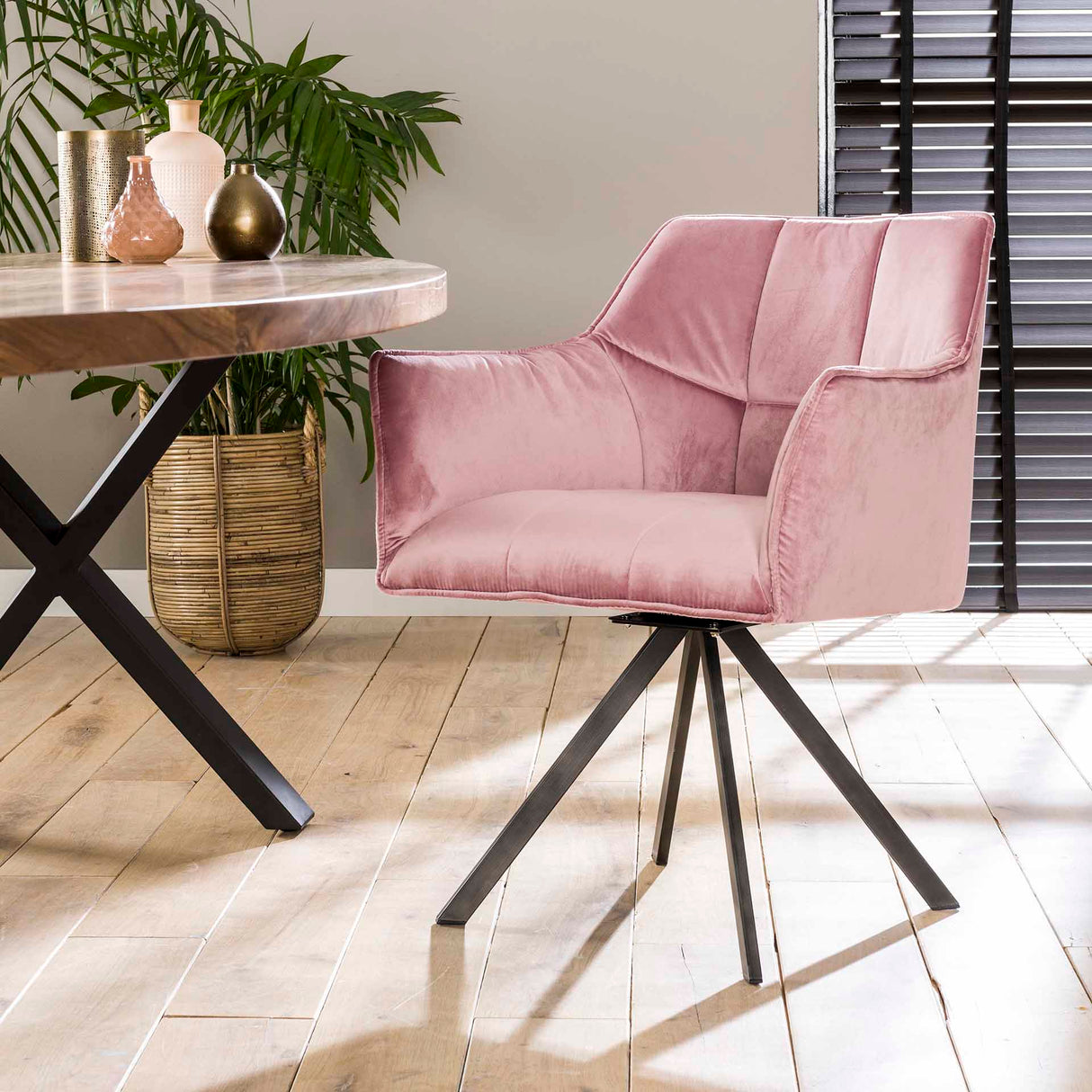 Set of 2 Dining Chairs Lino Velvet Pink Swivel