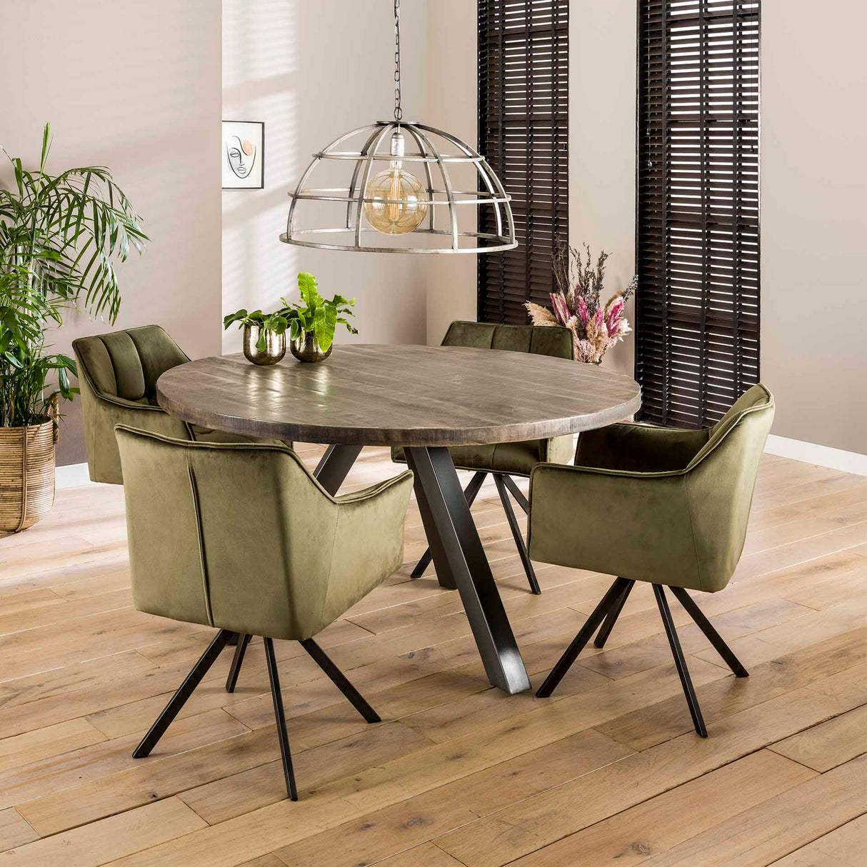 Set of 2 Dining Chairs Lino Velvet Green Swivel