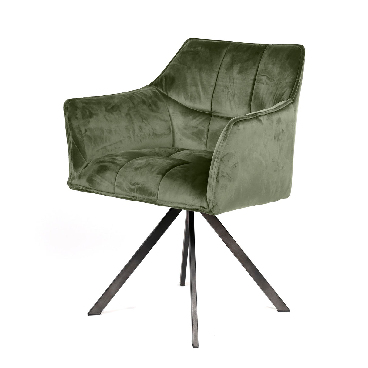 Set of 2 Dining Chairs Lino Velvet Green Swivel