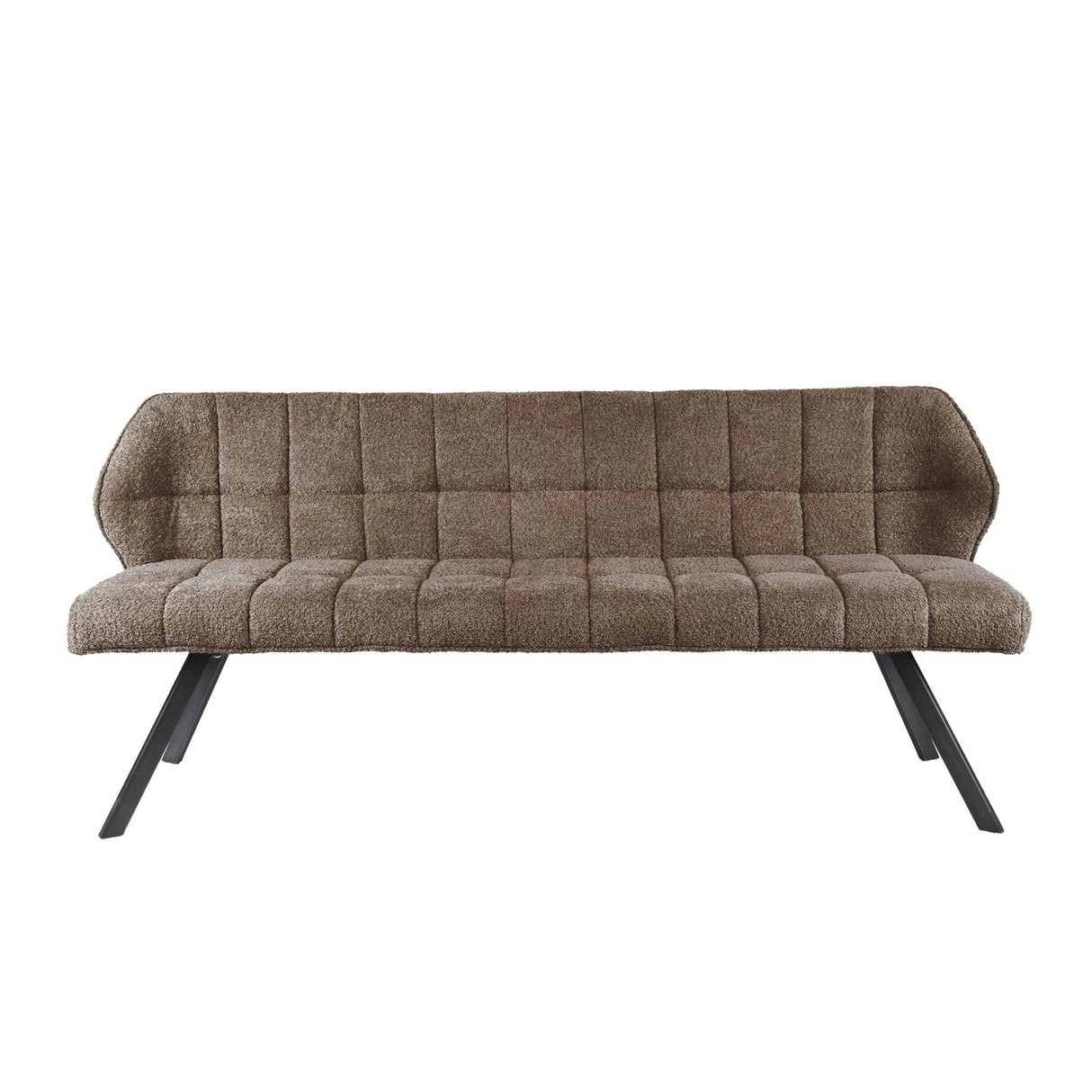 Dining bench Lino Bouclé Fabric Taupe 180 cm Checked