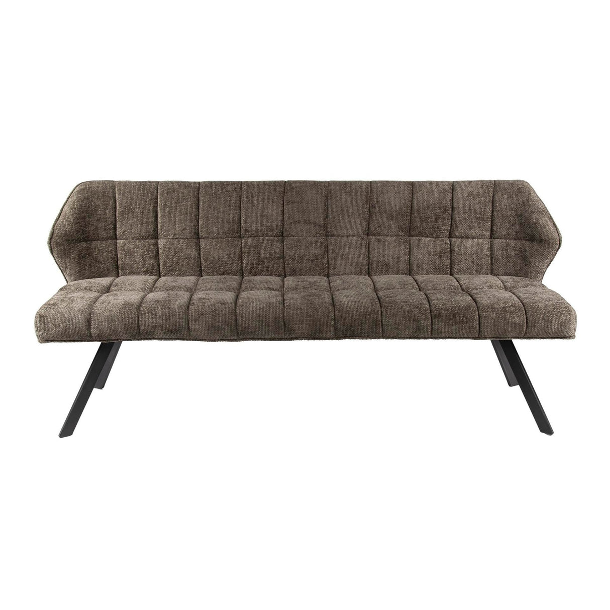 Dining bench Lino Chenille Fabric Rich Taupe 180 cm Checkered