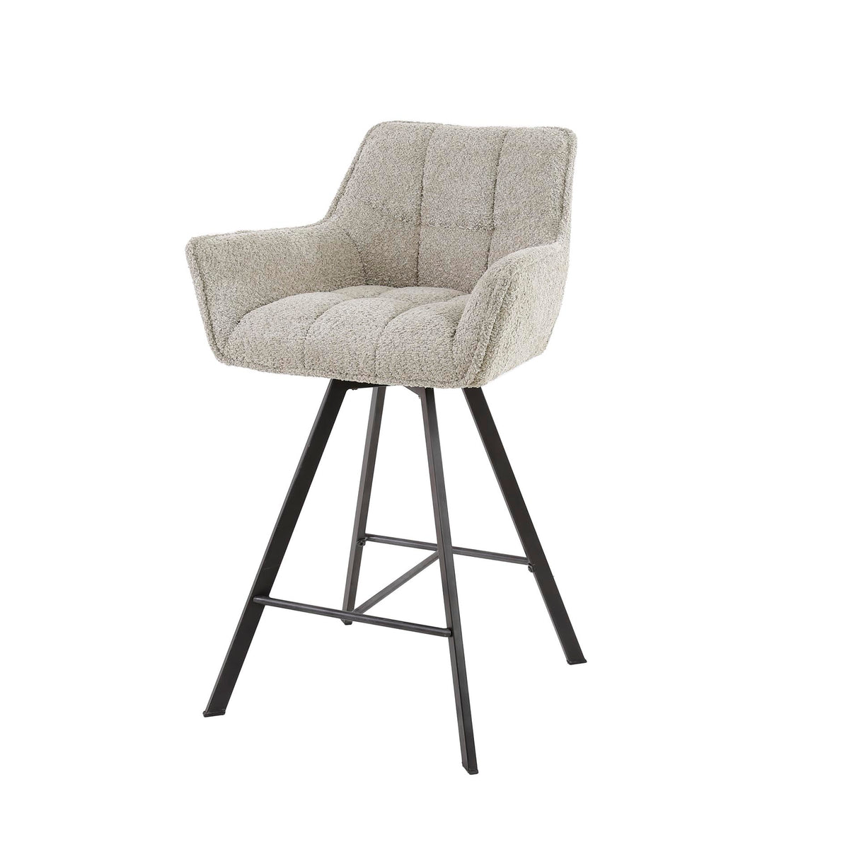 Lino Bouclé Sand Bar Stool Rotatable Grid