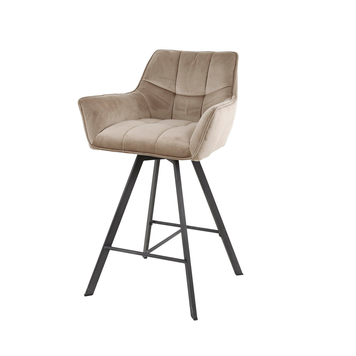 Set of 2 Lino Velvet Champagne Bar Stools Swivel